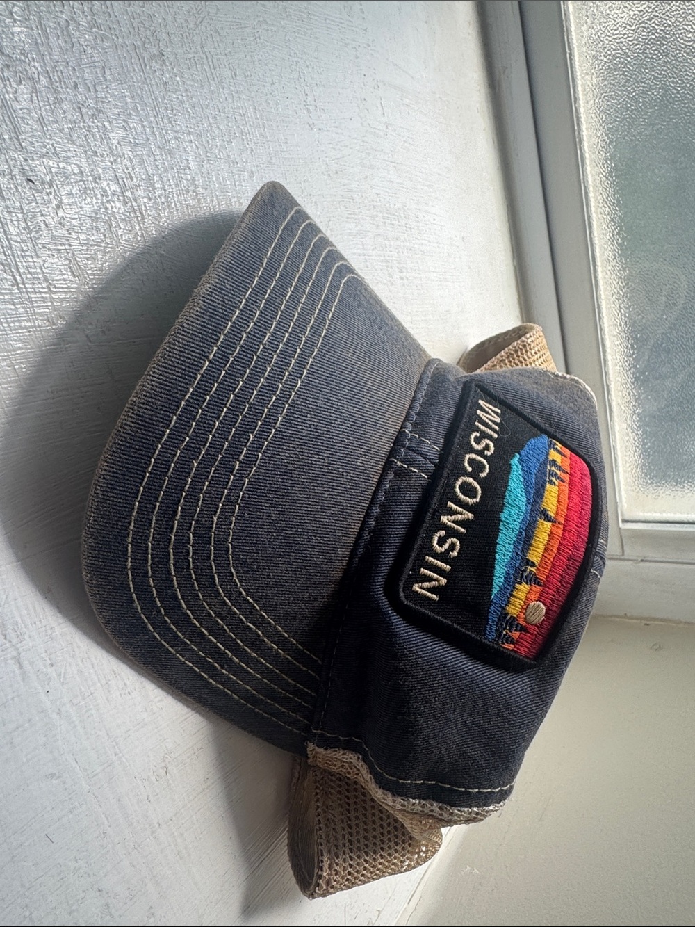 Men's Wisconsin Dark Blue Trucker Cap with Multicolor Patch